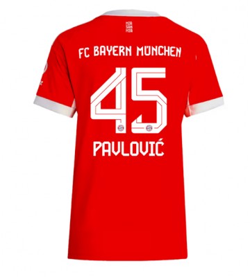 Lacne Ženy Futbalové dres Bayern Munich Aleksandar Pavlovic #45 2025-26 Krátky Rukáv - Domáci